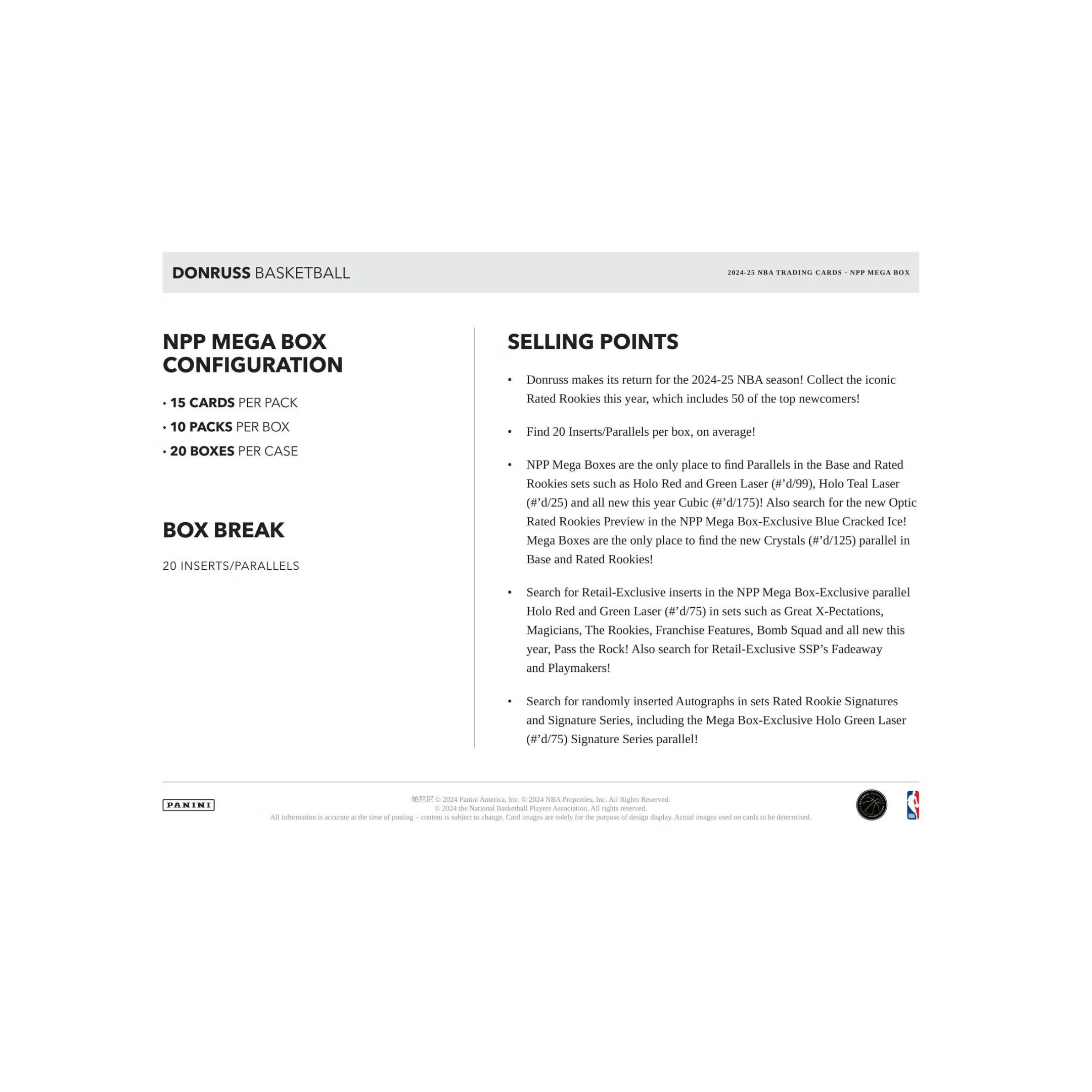 2024/25 Panini Donruss Basketball Mega Box
