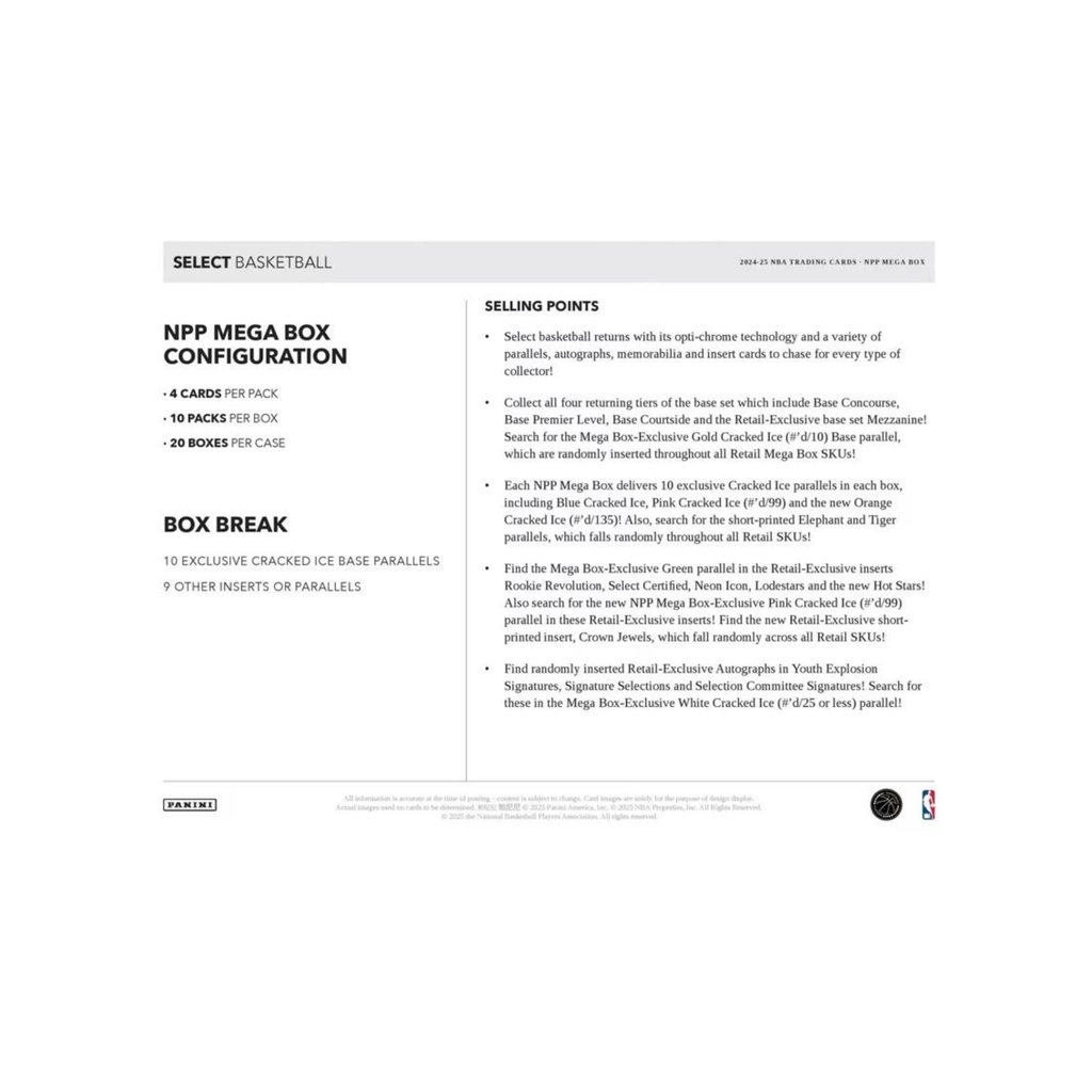 Panini 2024/2025 NBA Select Basketball Mega Box Red & Purple Cracked Ice Prizm