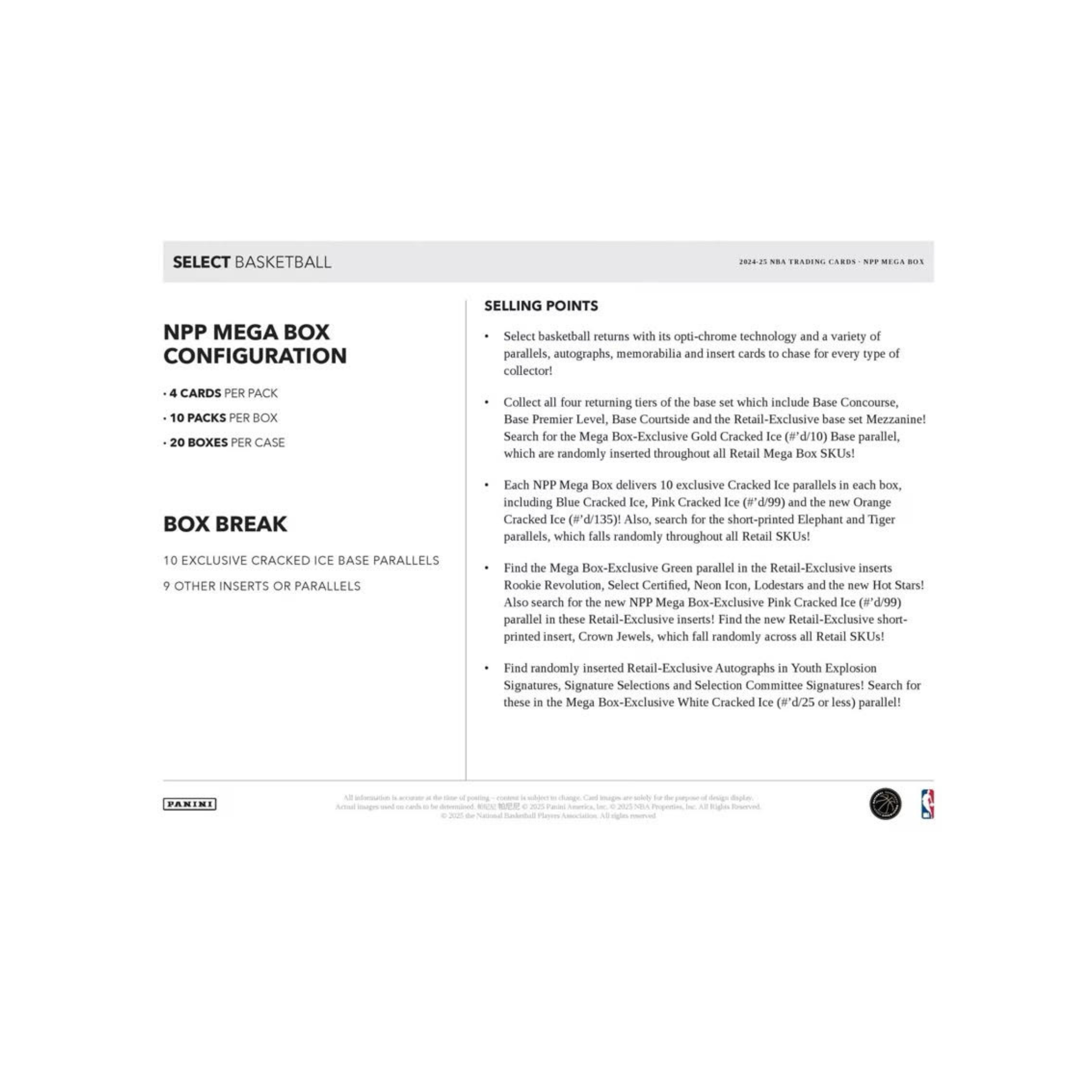 Panini 2024/2025 NBA Select Basketball Mega Box Red & Purple Cracked Ice Prizm