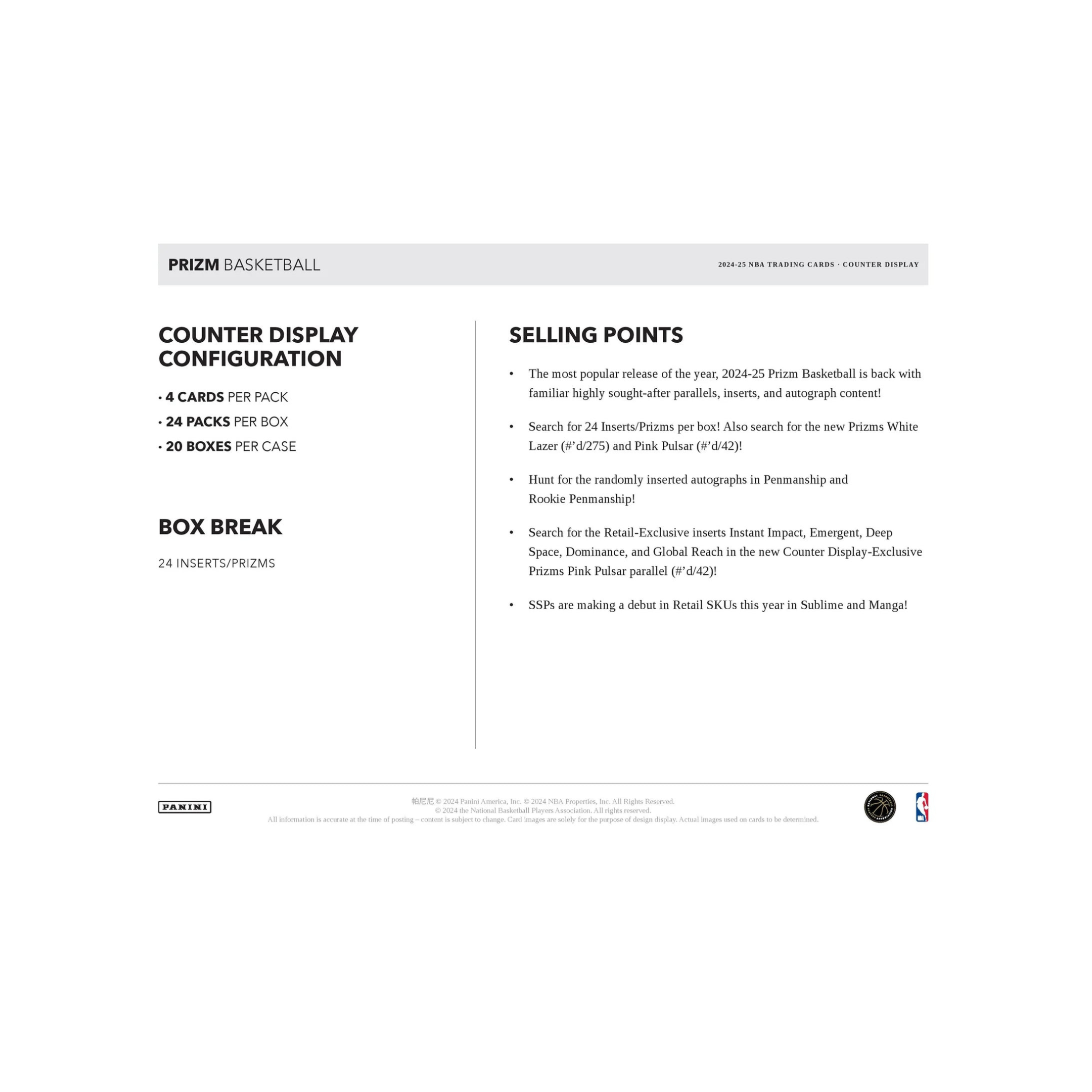   2024-25 Panini Prizm Basketball Retail Box