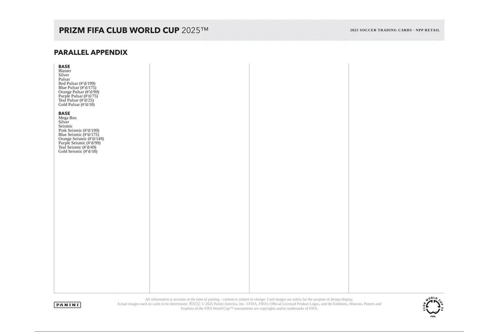 2025 Panini Prizm FIFA Club World Cup Soccer Mega Box